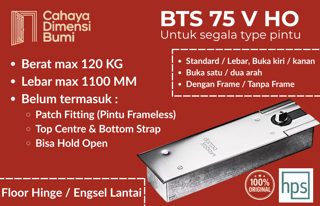 BTS 75 V HO: Solusi Floor Spring Ideal untuk Pintu Kaca dan Logam